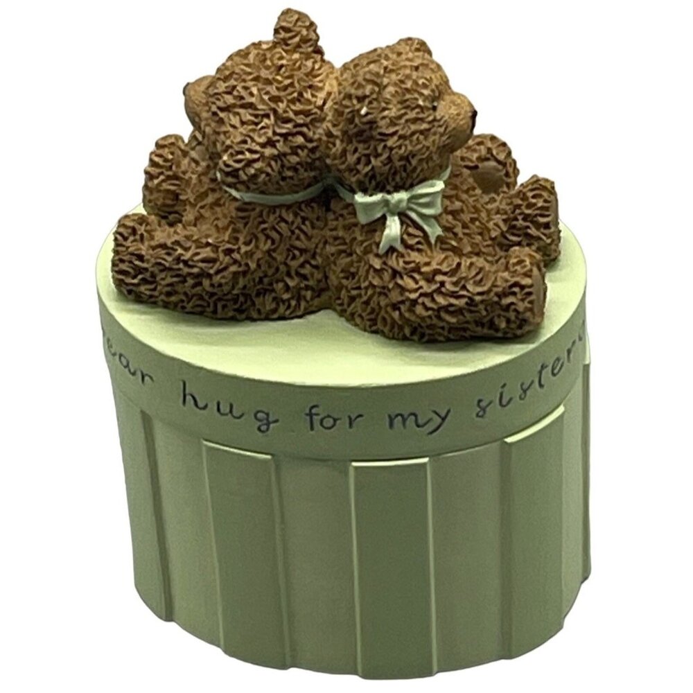 Inspirio oval box bears a bear hug for my sister saying bows 2002 green READ